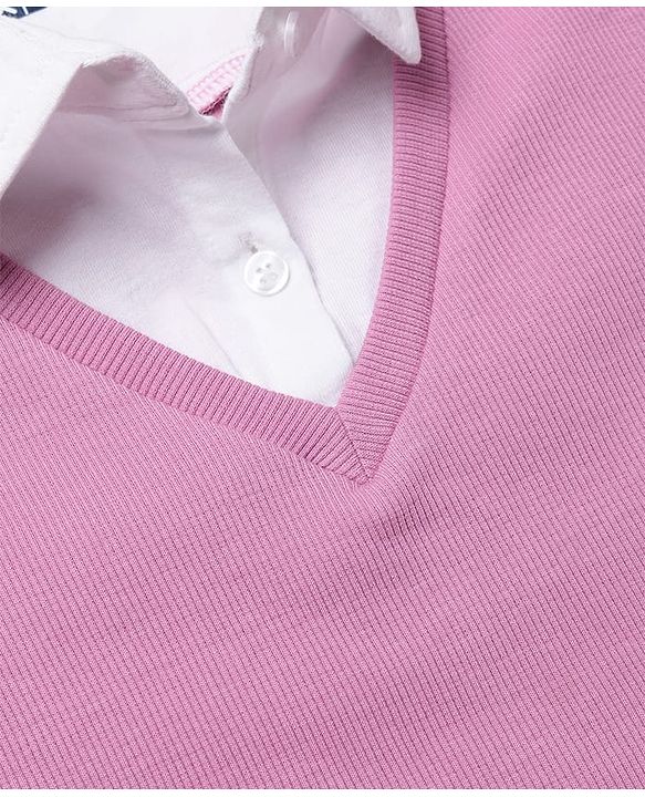 Pine Kids Cotton Lycra Knit Polo Top with Half Sleeves - Pink