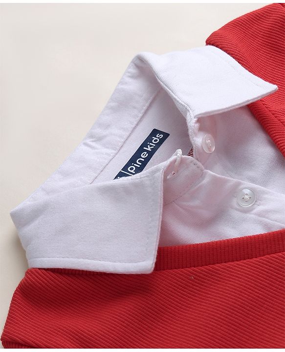 Pine Kids Cotton Knit Top with Half Sleeves in Red for 4-5 Years