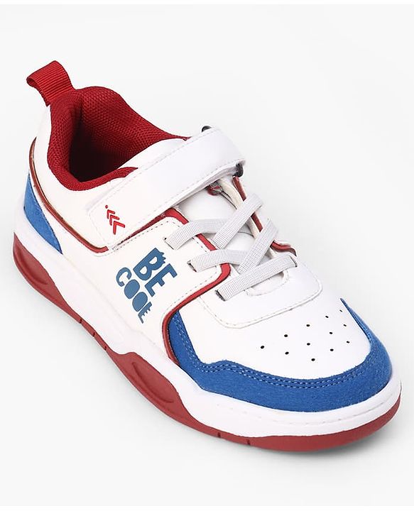 Pine Kids Velcro Closure Casual Shoes With Be Cool Text Print - White