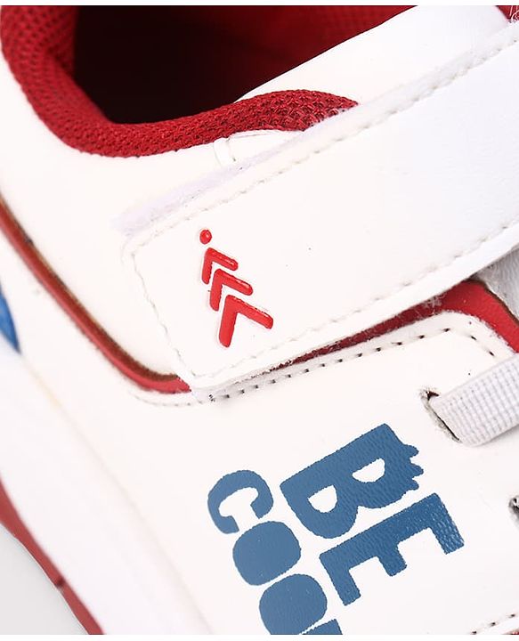 Pine Kids Velcro Closure Casual Shoes With Be Cool Text Print - White