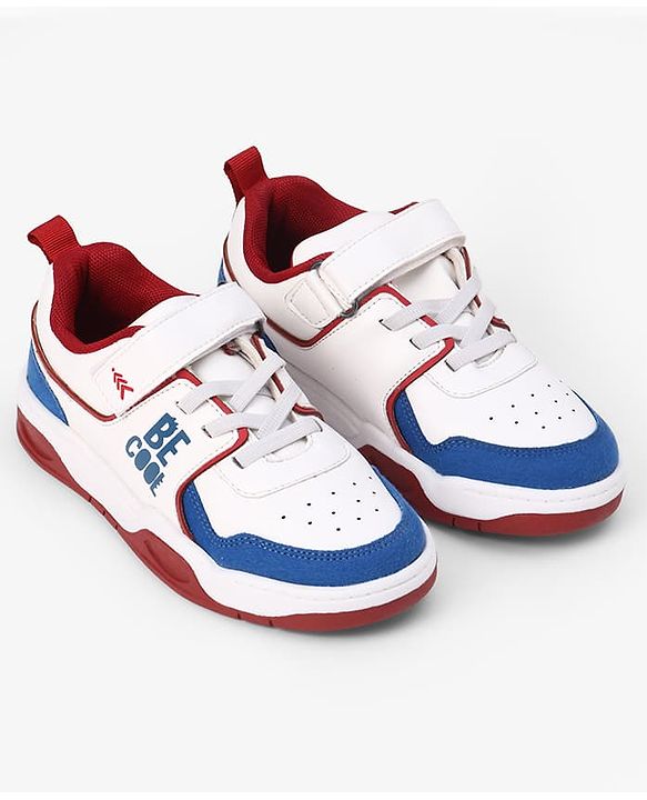 Pine Kids Velcro Closure Casual Shoes With Be Cool Text Print - White