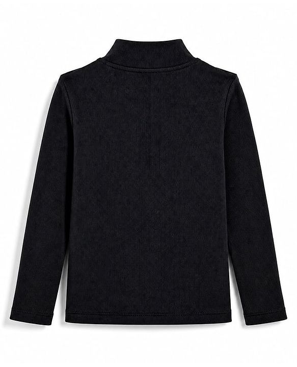 Pine Kids Cotton Lycra Knit Full Sleeves Solid Top - Black