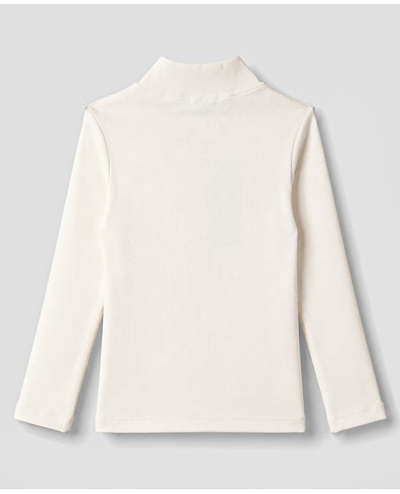 Pine Kids Cotton Lycra Knit Full Sleeves Solid Top - White