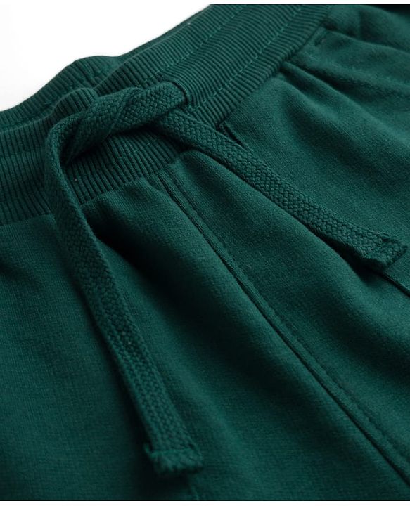 Pine Kids Knit Full Length Lounge Pant With Pockets & Text Print - Dark Green