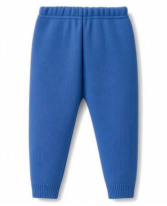 Babyhug Knit Full Sleeves Colour Block Striped Sweater Set - Blue
