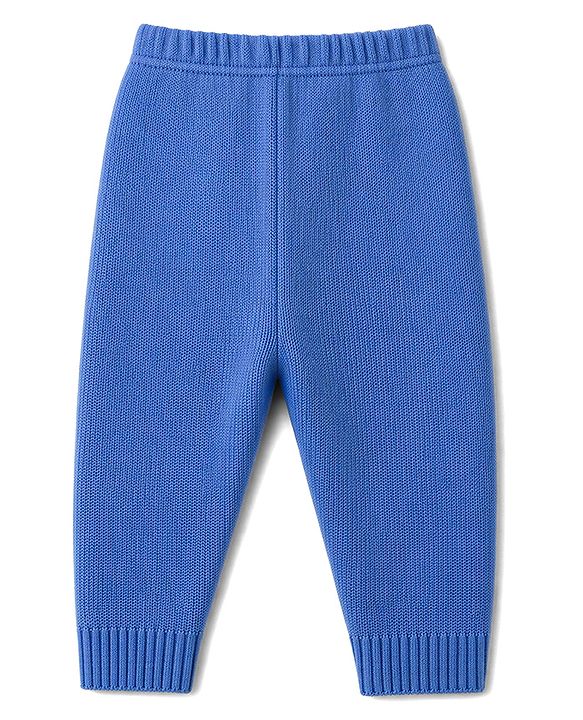 Babyhug Knit Full Sleeves Colour Block Striped Sweater Set -Royal Blue