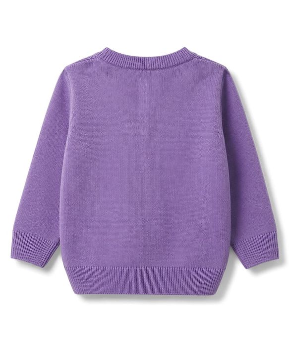 Babyhug Knit Full Sleeves Sweater Set With Cable Knit & Cap - Lavender
