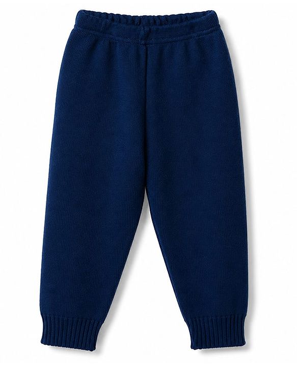 Babyhug Knit Full Sleeves Sweater Set With Hearts Design - Teal Blue