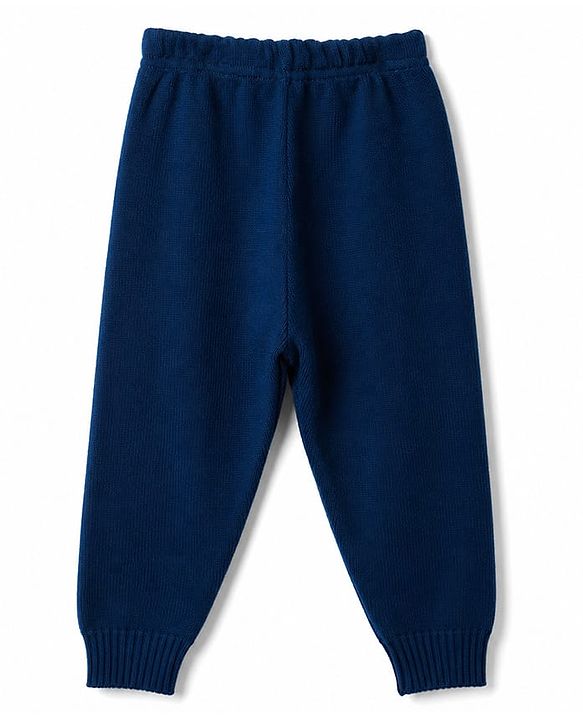 Babyhug Knit Full Sleeves Sweater Set With Hearts Design - Teal Blue