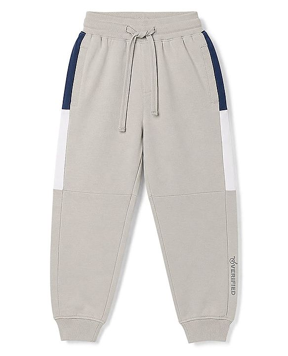Pine Kids Knit Full Length Cut N Sew Text Printed Lounge Pant - Light Grey