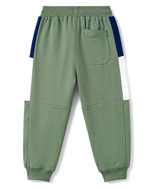 Pine Kids Knit Full Length Cut N Sew Text Printed Lounge Pant - Olive Green
