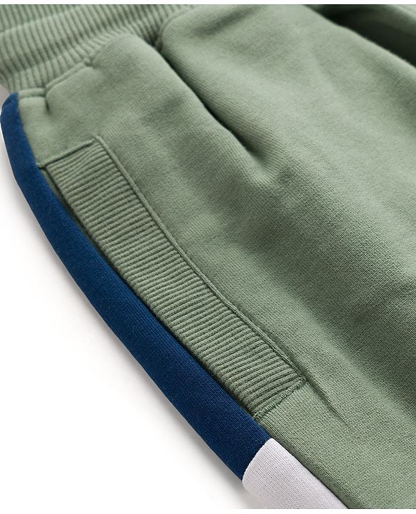 Pine Kids Knit Full Length Cut N Sew Text Printed Lounge Pant - Olive Green