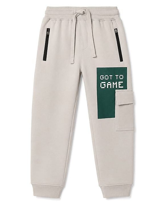 Pine Kids Knit Full Length Text Printed Lounge Pant - Grey