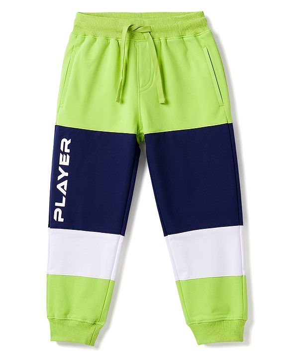 Pine Kids Knit Full Length Cut N Sew Text Printed Lounge Pant - Lime Green