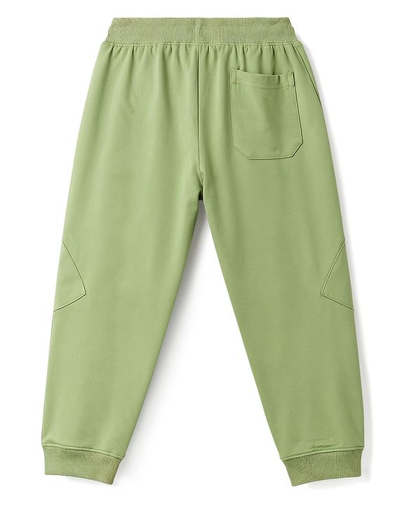 Pine Kids Knit Full Length Cut N Sew Lounge Pant With Patch & Pockets - Olive Green