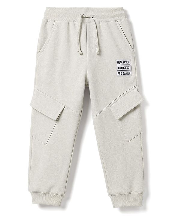 Pine Kids Knit Full Length Cut N Sew Lounge Pant With Patch & Pockets - Grey