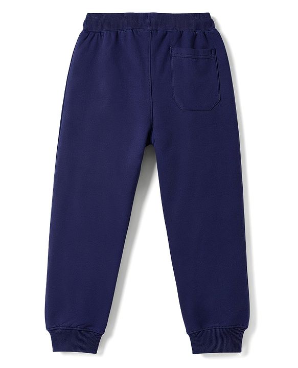 Pine Kids Knit Full Length Cut N Sew Text Printed Lounge Pant - Navy Blue