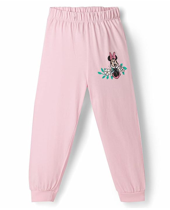 Babyhug Disney Single Jersey Knit Full Sleeves T-Shirt & Pyjama Nightsuit with Minnie Mouse Graphics - Pink