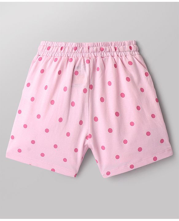 Babyhug Disney Single Jersey Knit Half Sleeves T-Shirt & Shorts Night Suit with Marie Graphics - White & Pink