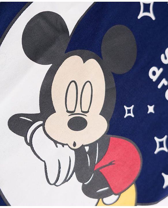Babyhug Disney 100% Cotton Knit Full Sleeves T-Shirt & Pyjama Night Suit With Micky Mouse Graphics - Navy Blue