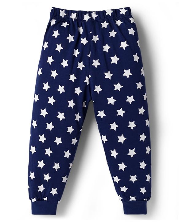 Babyhug Disney 100% Cotton Knit Full Sleeves T-Shirt & Pyjama Night Suit With Micky Mouse Graphics - Navy Blue