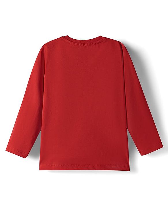 Babyhug Disney 100% Cotton Knit Full Sleeves T-Shirt & Pyjama Night Suit With Mickey Mouse Graphic - Red