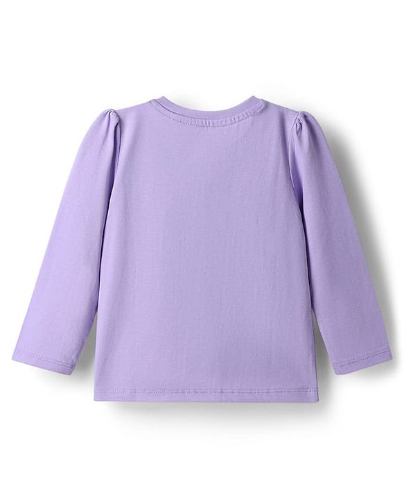 Babyhug Disney 100% Cotton Knit Full Sleeves T-Shirt & Pyjama Night Suit With Minnie & Mickey Mouse Graphic - Lavender