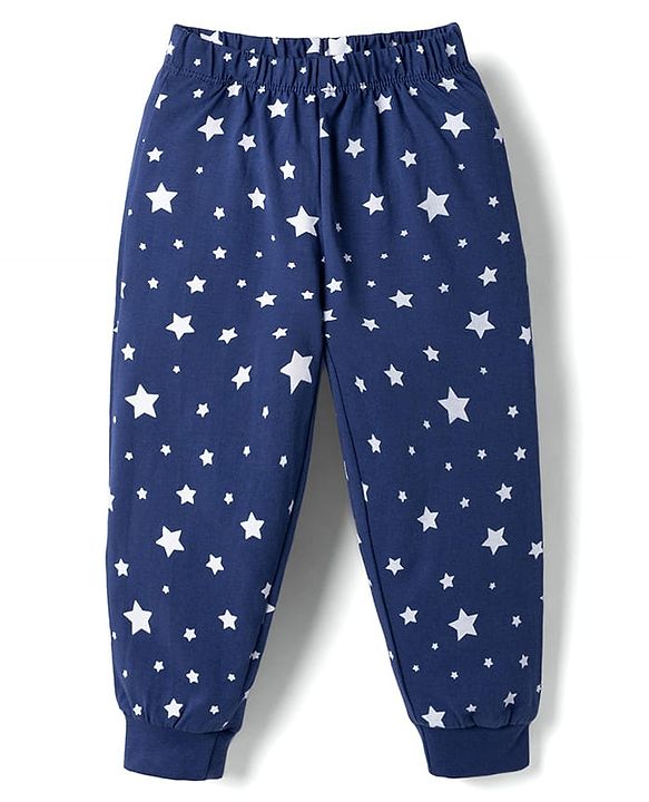 Babyhug Disney Single Jersey Knit Full Sleeves T-Shirt & Pyjama Night Suit with Minnie Mouse Graphics - Navy Blue