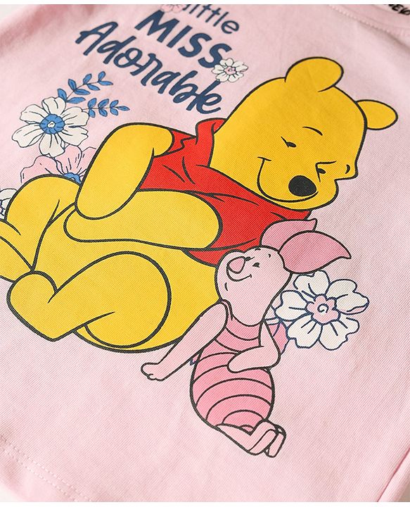 Babyhug Disney Single Jersey Knit Full Sleeves  Winnie the Pooh Graphics T-Shirt & Pyjama Night Suit - Pink