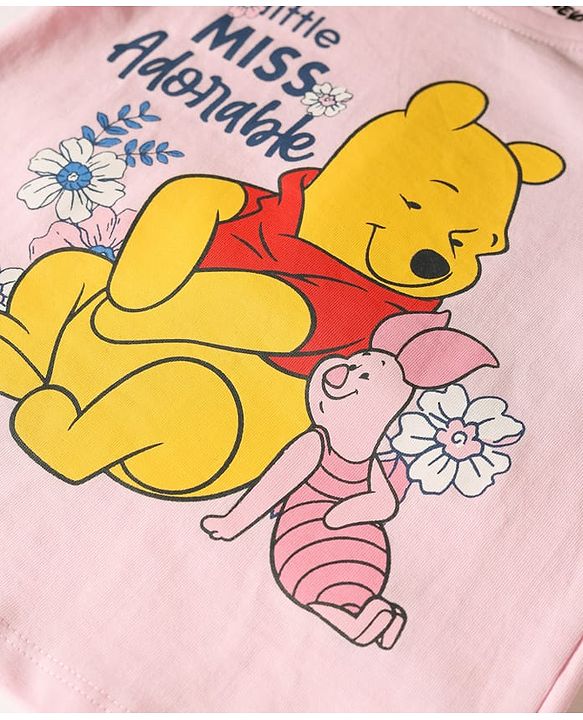 Babyhug Disney Single Jersey Knit Full Sleeves  Winnie the Pooh Graphics T-Shirt & Pyjama Night Suit - Pink