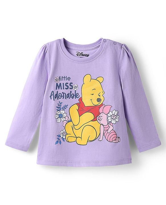 Babyhug Disney Single Jersey Knit Full Sleeves Winnie the Pooh Graphics T-Shirt & Pyjama Night Suit - Lavender