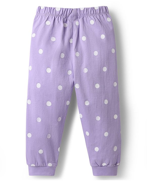 Babyhug Disney Single Jersey Knit Full Sleeves Winnie the Pooh Graphics T-Shirt & Pyjama Night Suit - Lavender