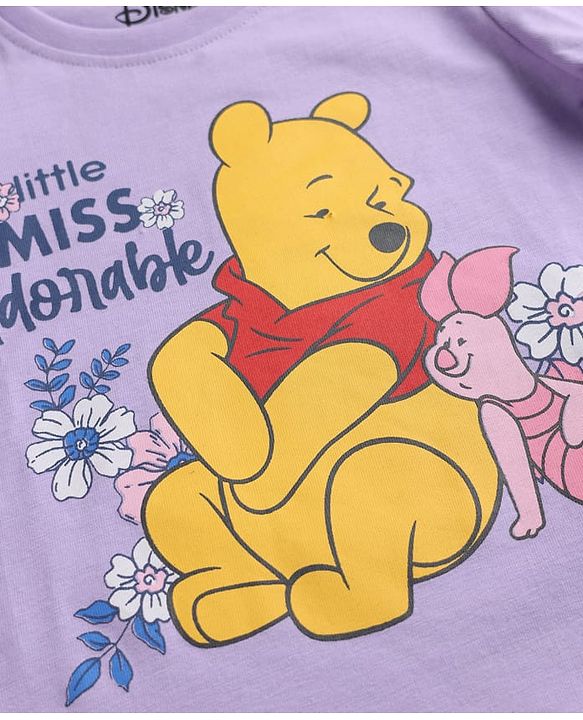 Babyhug Disney Single Jersey Knit Full Sleeves Winnie the Pooh Graphics T-Shirt & Pyjama Night Suit - Lavender