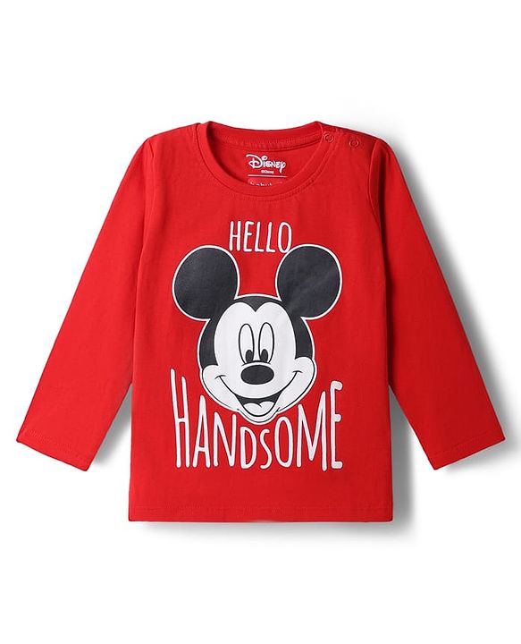Babyhug Disney 100% Cotton Knit Full Sleeves T-Shirt & Pyjama Night Suit With Mickey Mouse Graphic - Multicolor