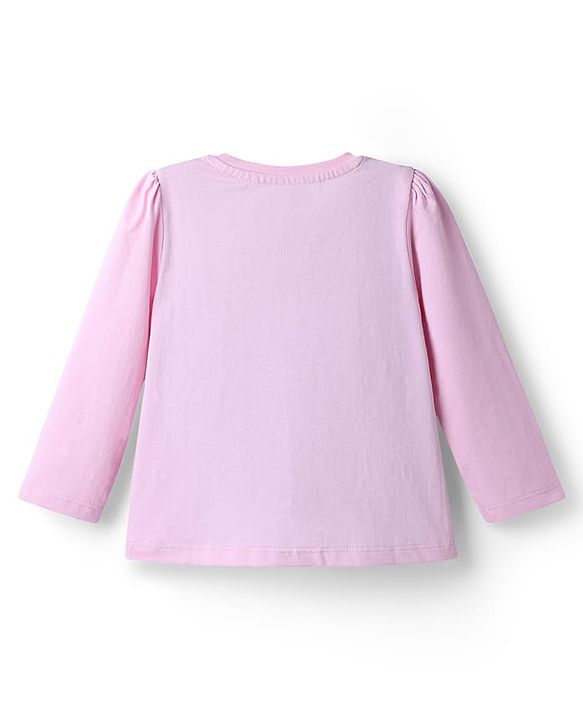 Babyhug Disney 100% Cotton Knit Full Sleeves T-Shirt & Pyjama Night Suit With Minnie Mouse & Polka Dots Graphic - Pink
