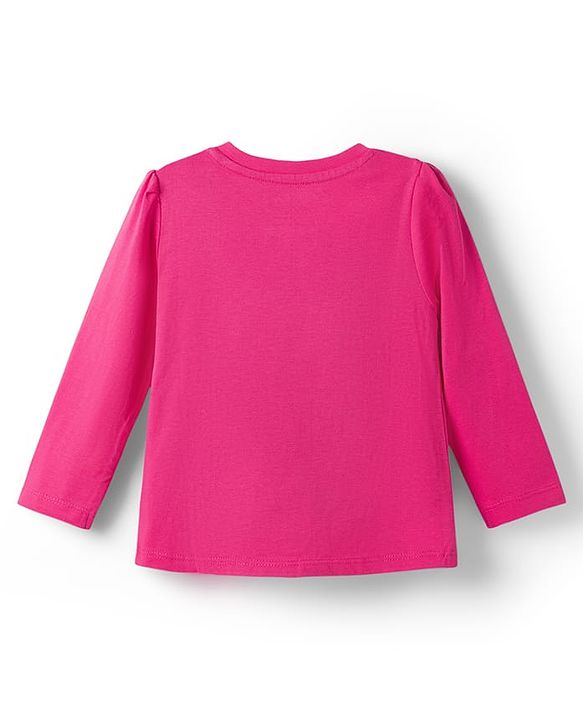 Babyhug Disney 100% Cotton Knit Full Sleeves T-Shirt & Pyjama Night Suit With Minnie Mouse Graphic - Pink