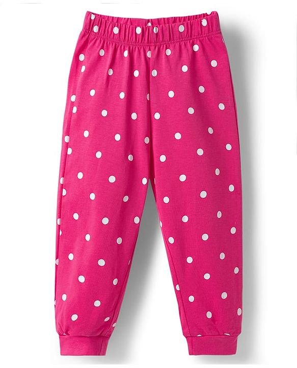 Babyhug Disney 100% Cotton Knit Full Sleeves T-Shirt & Pyjama Night Suit With Minnie Mouse Graphic - Pink