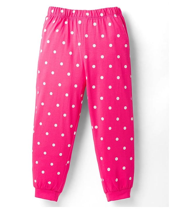 Babyhug Disney 100% Cotton Knit Full Sleeves T-Shirt & Pyjama Night Suit With Minnie Mouse Graphic - Pink