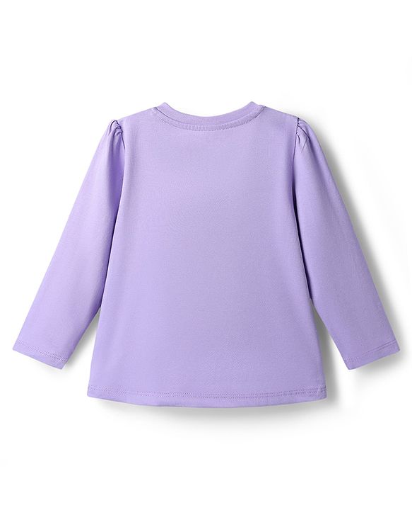 Babyhug Disney 100% Cotton Knit Full Sleeves T-Shirt & Pyjama Night Suit With Marie & Polka Dots Graphic - Lavender