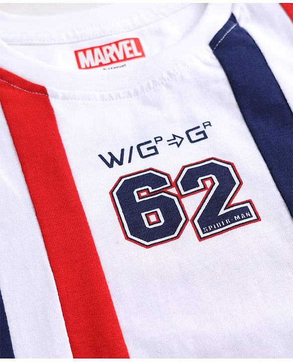 Pine Kids Marvel 100% Cotton Knit Full Sleeves T-Shirt With Spider Man Graphic - Red & Navy Blue