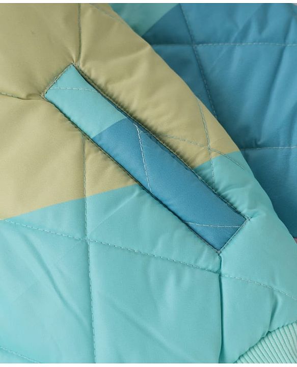 Pine Kids Woven Full Sleeves Quilted Bomber Jacket - Sea Green