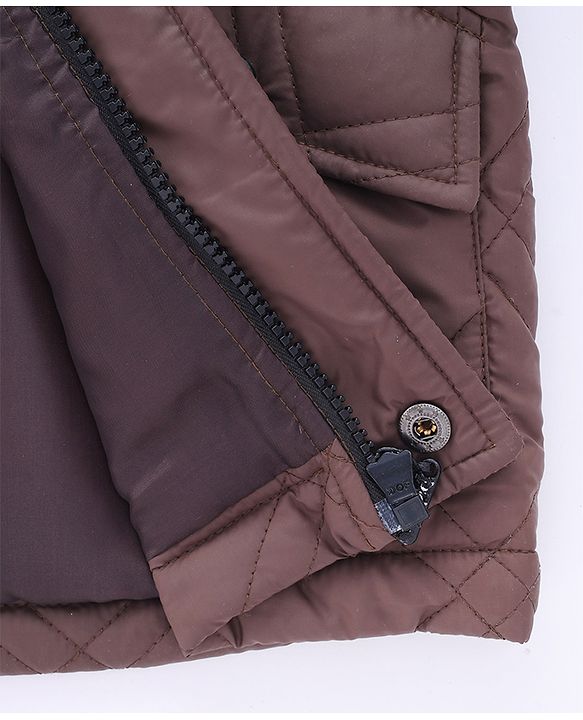 Pine Kids Woven Hooded Winter Jacket with Full Sleeves - Brown