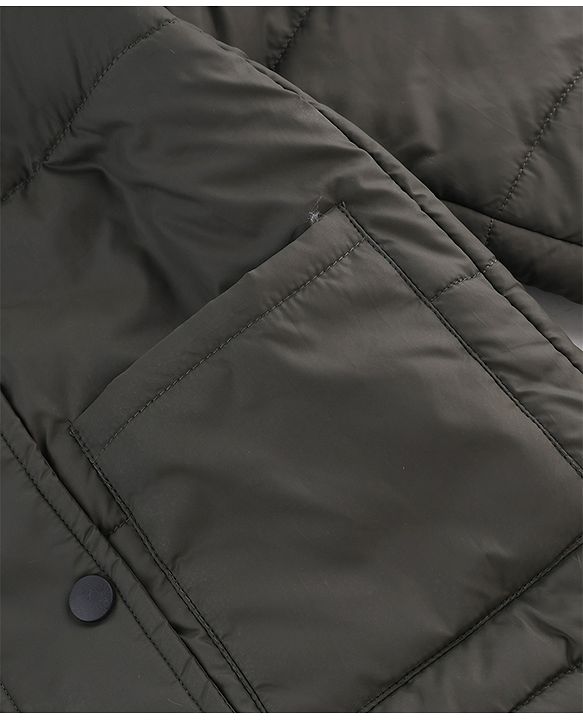 Pine Kids Woven Hooded Winter Jacket with Full Sleeves and Fur - Olive Green