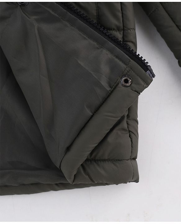 Pine Kids Woven Hooded Winter Jacket with Full Sleeves and Fur - Olive Green