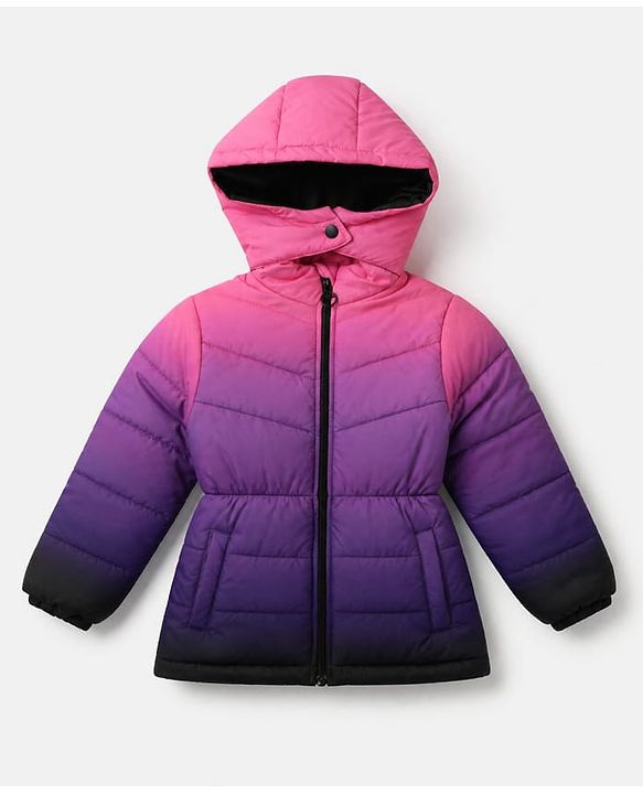 Pine Kids Woven Full Sleeves Padded Hooded Winter Jacket - Purple