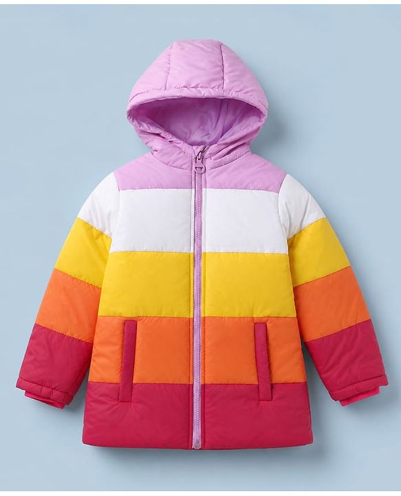 Pine Kids Woven Full Sleeves Hooded Padded Winter Jacket - White