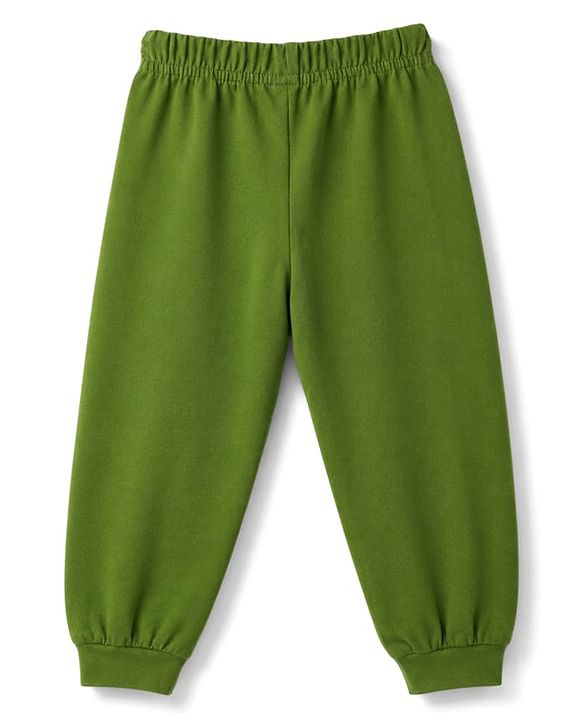 Babyhug 100% Cotton Knit Full Sleeves Tiger Printed T-Shirt & Pyjama Night Suit - Olive Green