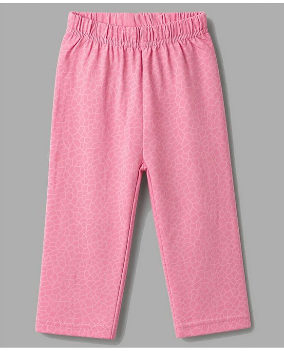 Babyhug 100% Cotton Knit Full Sleeves Striped T-Shirt & Pyjama Night Suit Giraffe Print -Pink
