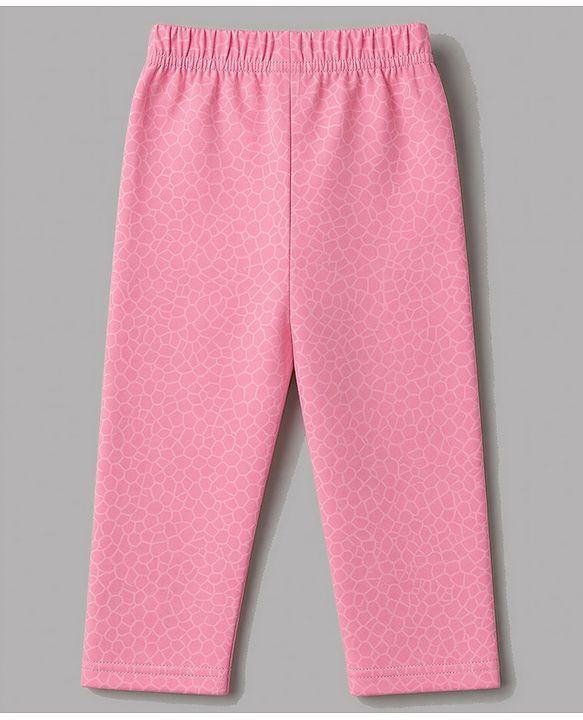 Babyhug 100% Cotton Knit Full Sleeves Striped T-Shirt & Pyjama Night Suit Giraffe Print -Pink