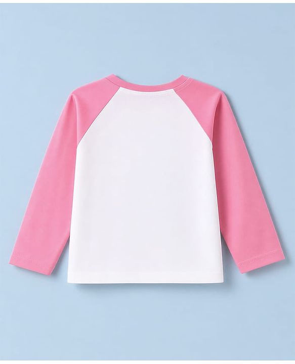 Babyhug 100% Cotton Knit Full Sleeves T-Shirt & Pyjama Night Suit with Cat & Heart Print - Pink